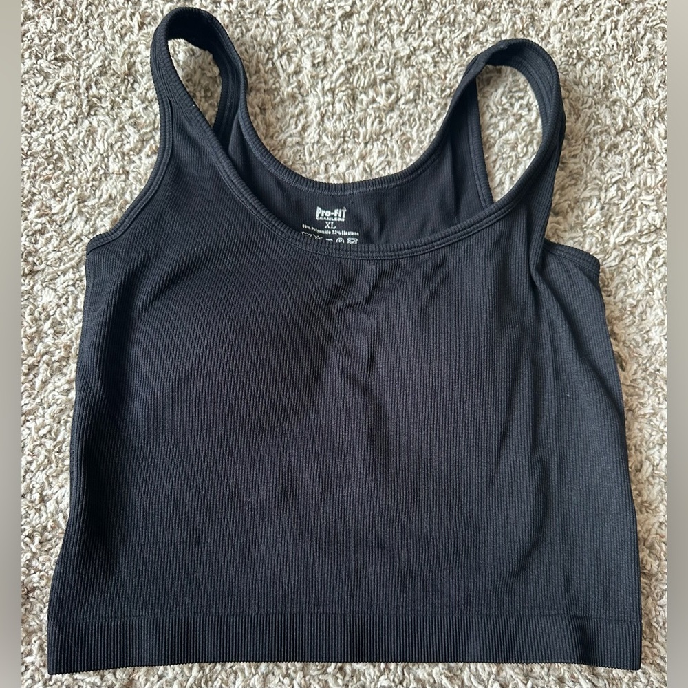 Pro-Fit Black Ribbed Tank Top